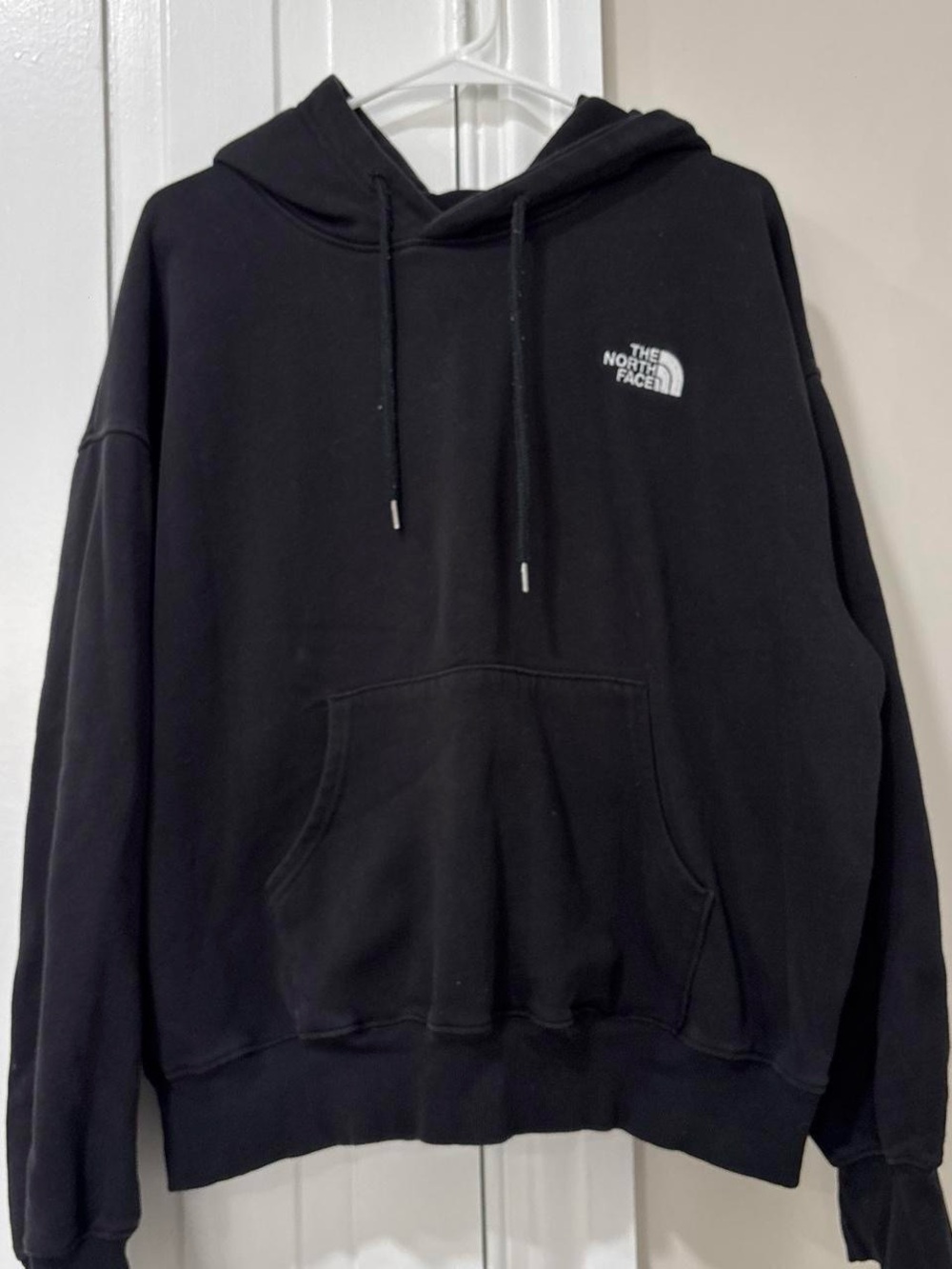 The North Face Men's Black Crewneck Hoodie with White Logo